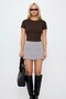 Women's Short Sleeve Body Suit Brown – Crew Neck, Polyamide - 3