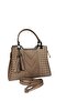 Large Size Women's Shoulder and Hand Bag with Patterned Stitching Detail - 7