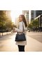 Large Size Women's Shoulder and Hand Bag with Patterned Stitching Detail - 7