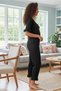 Women's Flounce Sleeve and Leg Detail Lace-Up Front Bamboo Linen Pajama Set - 3