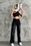 Women's Black Distressed High-Waisted Palazzo Jeans - 3