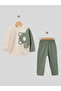 Baby Boys 2-Piece Embroidered Set with Different Sleeve Details in Cotton - 5