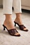 Women's Thin Heeled Brown Casual Slippers