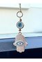 Gilded White Hand of Fatima Metal Car Mirror Ornament Car Charm Bag Accessory - 4