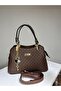 Women's Quilted Hand and Shoulder Bag with Gold Heart Key Accessory and Adjustable Strap - 2