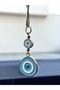 Gilded Light Blue Round Drop Metal Car Mirror Ornament Car Charm Bag Accessory