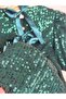 Sequin Balloon Sleeve Dress-Green - 6