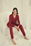 Long Sleeve Buttoned V-Neck Pajama Set - 5