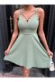 Women's Cross Strap Chest Detail Scuba Crepe Flared Mini Dress