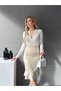 Women's ruffled hem bodysuit with snap crotch and tie-neck blouse two-piece set - 6