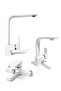 White Chrome Square 3-Piece Faucet Set Kitchen Faucet - Sink Faucet - Bathroom Faucet - 3