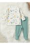 Baby 2-Piece Set 100% Cotton Animal Patterned Side Snap Top and Booties Bottom 0-3 Months Green - 3