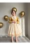 Gold Nostalgia Vest Detailed Girls' Design Dress + Buckle - 3