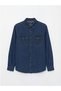 Artı-Store Men's Long-Sleeved Jean Shirt, Made of Cotton Denim Fabric. Önd