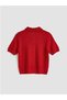 M1 Sezon Red Polo Collar Women's Knitwear Cardigan - 2