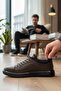 Enoch Genuine Leather Laser Cut Elastic Casual Men's Sneaker Comfort Sole - 2