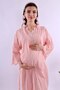 Effortt Powder Scalloped Maternity Pajama Set with Dressing Gown - 3