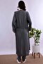 Adjustable Waist Elastic Long Robe Maternity Pajama Set Effortt - Smoked - 6
