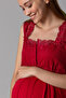 Comfortable Cut Maternity Nightgown with Cotton Breastfeeding Feature Effortt - Cherry - 7