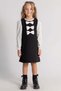 Girl's Cotton Black Bow Detailed Dress