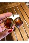 Women's Brown Gold Gold-Plated Rectangular Large Earrings - 6