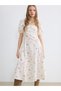Xside Floral Balloon Sleeve Waist-Slit Dress - 3