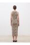 Soulife Brown Crew Neck Patterned Knitwear Dress - 4