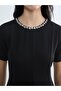 Crew Neck Stone-Embellished A-Line Women's Dress - 3