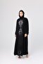 Floral Cut Front Abaya Crystal Details