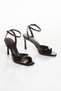 Women's Black Patent Leather Thin Heel Ankle Strap Single Strap Evening Dress 9 cm Heel Wedding Invitation Bride Sandals - 4