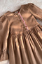 Girl's Winter Corded Fabric Velvet Cotton Cream Floral Belted Midi Length Dress - 2