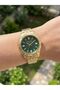 Women's Wristwatch |   Gold Color Steel Case, Steel Band, Green Dial - 8