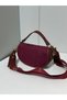 Burgundy Women's Suede Half Moon Model Hand and Shoulder Bag - 6