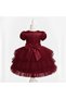 Girl's Burgundy Bowknot Fluffy Tutu Dress, Party Dress - 2