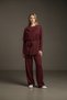 Women's Shawl Collar Buckle Detailed Casual Daily Trousers Blouse Set