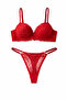 Red Lace Patterned Support Set - 3