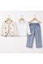 Girl's Set with Collared Shirt and Eyelet Embroidery Pieces - 2