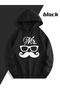 Mr Mrs Glasses Mustache Lip Printed Lover's Combination Oversize Hoodie Set - 3