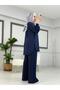 Sewn Detailed Sports Suit Navy Blue - 7