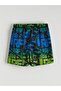 Black Elastic Waist Printed Boys' Swim Shorts (S6) - 2