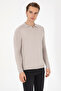 Men's Slim Fit Half Zip Polo Collar Stone Sweater 50315806-Vr049 - 3