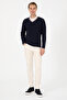 Men's Regular Fit V-Neck Navy Blue Sweater 50308336-Vr033 - 4
