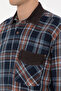 Men's Plaid Patterned Polo Collar Brown Jean Shirt 50313592-Dn0031 - 7