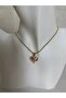 Zircon Stone Pink Heart Gold Color Steel Necklace - 3