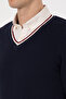 Men's Regular Fit V-Neck Navy Blue Sweater 50308336-Vr033 - 7