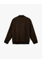 Regular Fit Long Sleeve Pocketed College Collar Zippered Faux Suede Bomber Jacket - 4