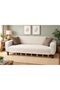 Tasseled Shawl Model Beige Sofa Cover 170X230 |   100% Cotton Knitted, Non-Slip, Decorative - 5