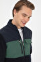 Men's Regular Fit Navy Blue Zippered Knitted Cardigan 50309977-Vr033 - 2