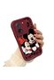 Mi 13T/Mi 13t Pro Compatible Impact Protection Lens Protection Claret Red Silicone Case Mickey Mouse Pattern - 3