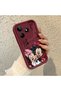 Realme Note 50 Compatible Impact Protection Lens Protection Claret Red Silicone Case Mickey Mouse Pattern
